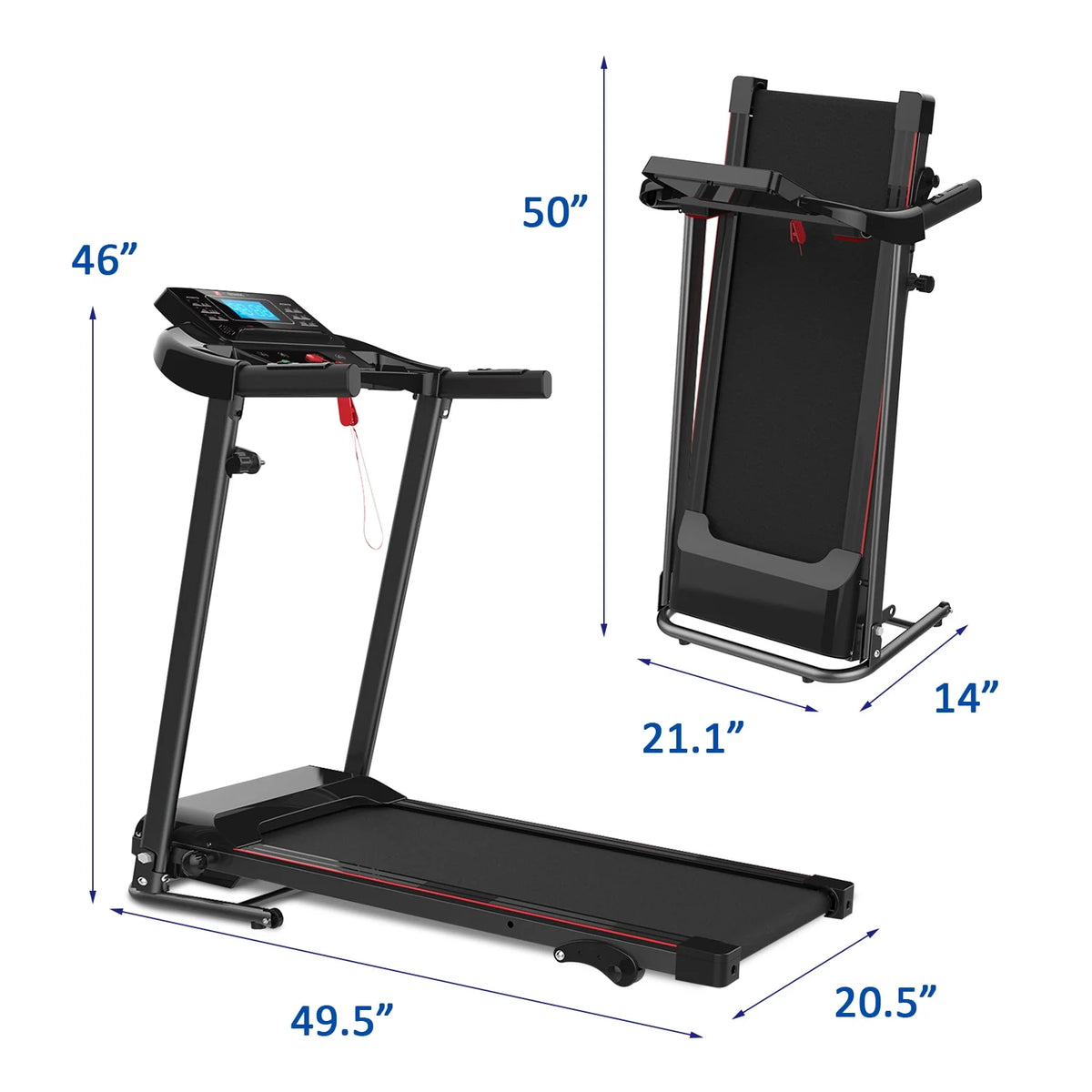 Folding Treadmill 2.5HP 220lb Weight Capacity G82548
