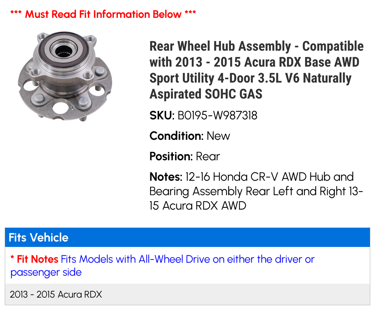 Rear Wheel Hub Assembly K901006