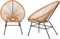 2 Piece Turquoise Oval Weave Lounge Chair Set Z68436