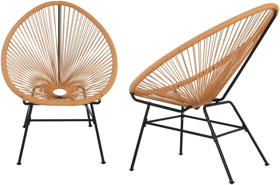 2 Piece Turquoise Oval Weave Lounge Chair Set Z68436