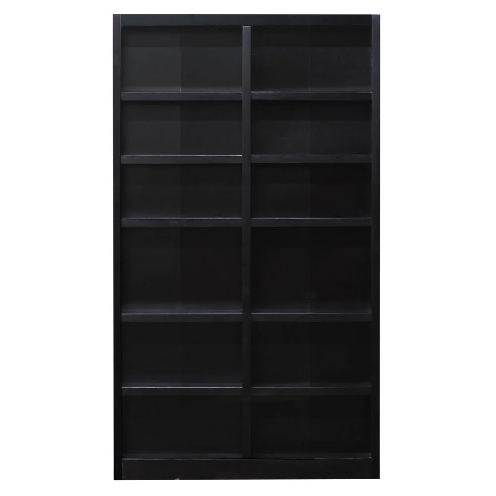12-Shelf Double Wide Wood Bookcase in Espresso K994