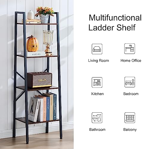 5-Tier Narrow Ladder Bookshelf, Metal Frame, Greige X223