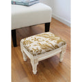 Floral Footstool with Antique White Finish F741