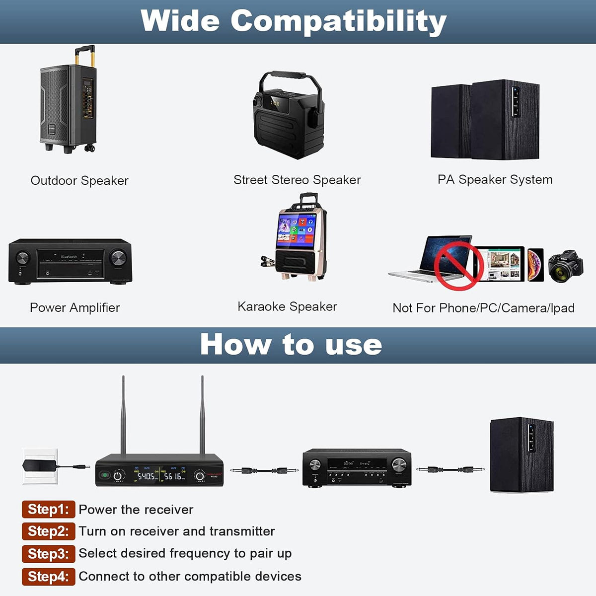 UHF Wireless Microphone System with Case T5833