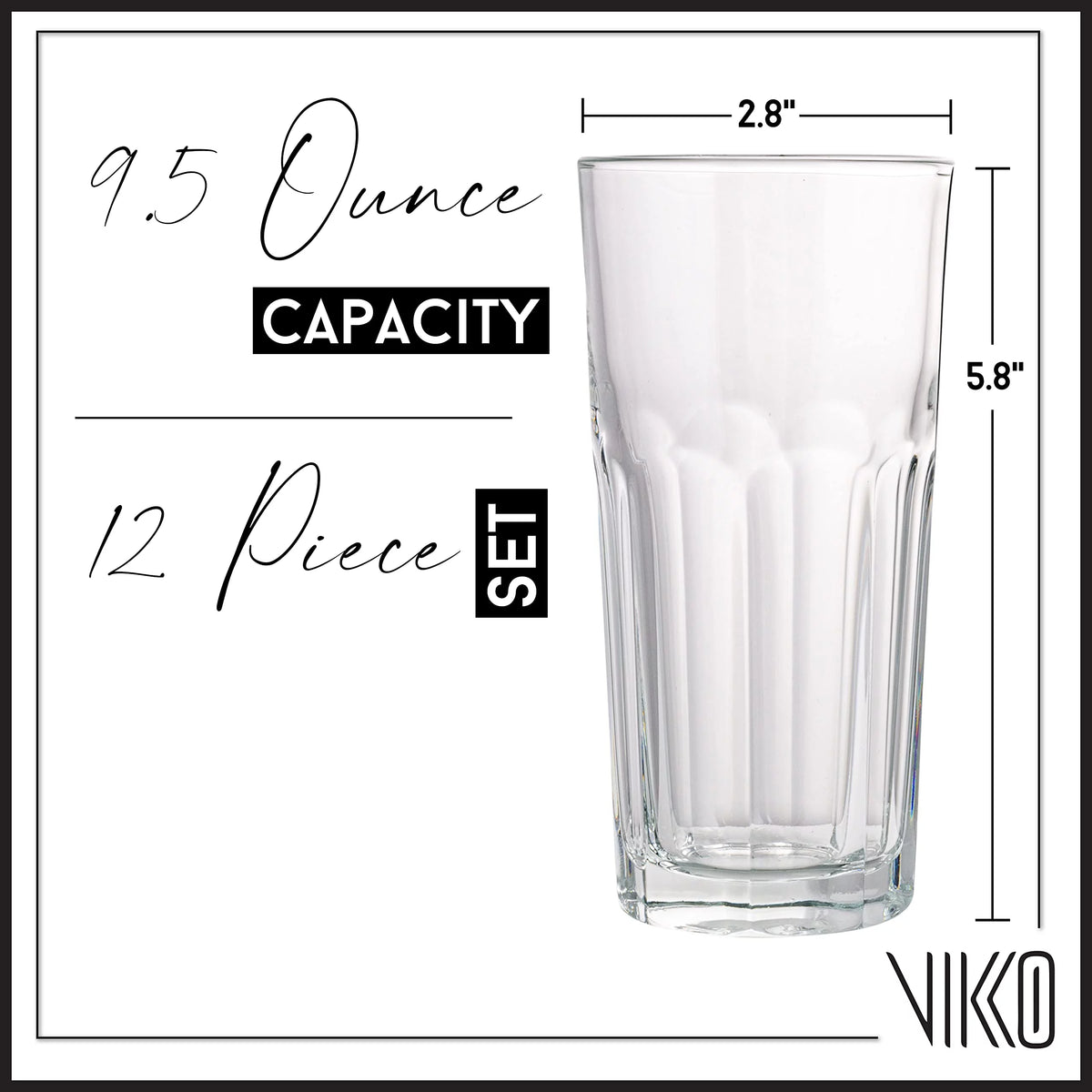 9.5 Ounce Clear Glass Tumblers Set of 12 Q57772