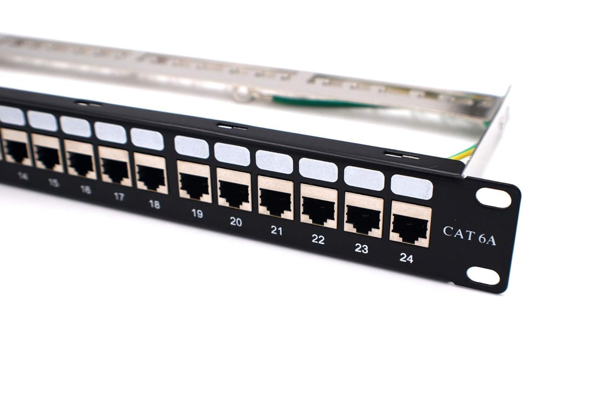 24-Port CAT6A FTP Shielded 1U Patch Panel V384