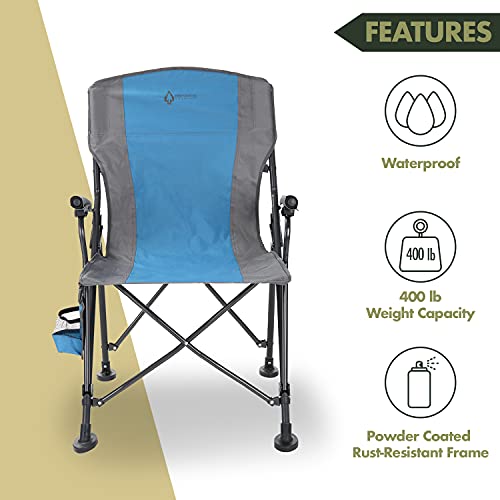 Tan & Gray Heavy-Duty Folding Camping Quad Chair with Cup Holder X594