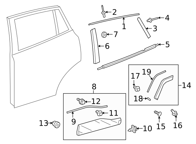 Toyota Door Molding Right Rear Lower U25779