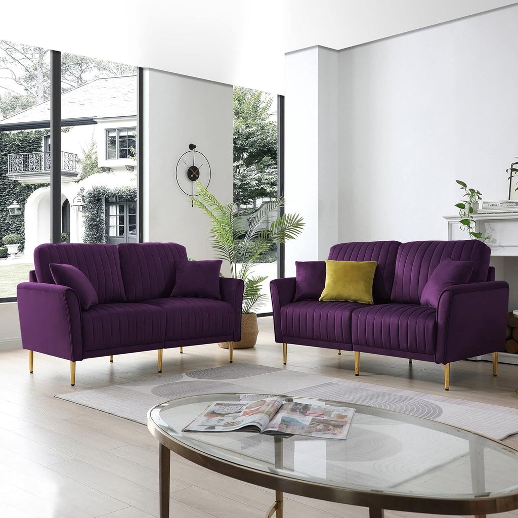 Purple Velvet Sofa and Loveseat Set Z5566