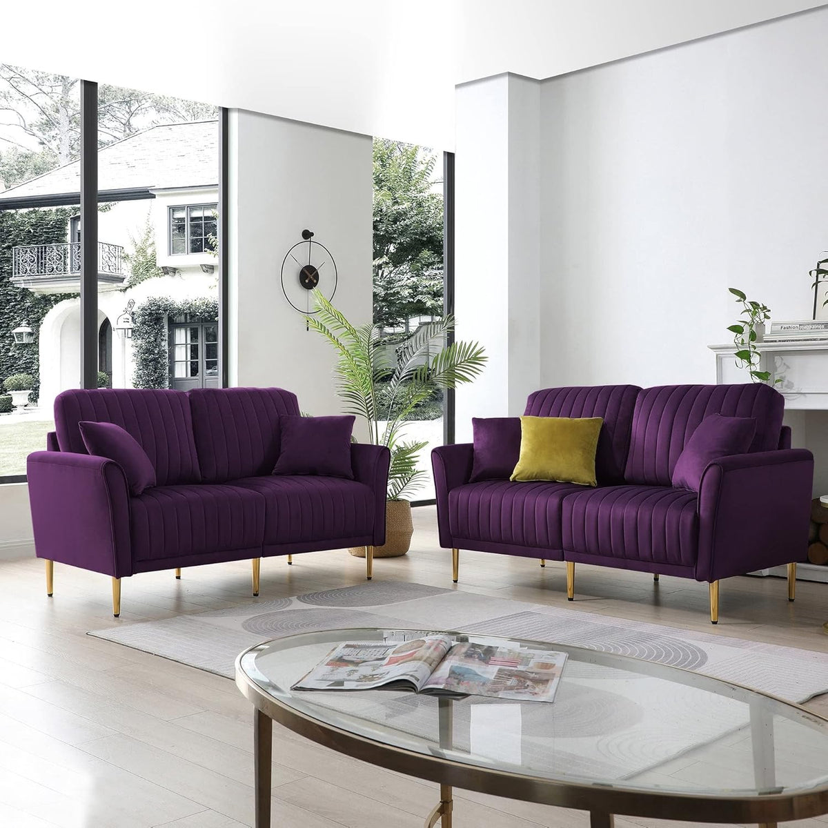 Purple Velvet Sofa and Loveseat Set Z5566