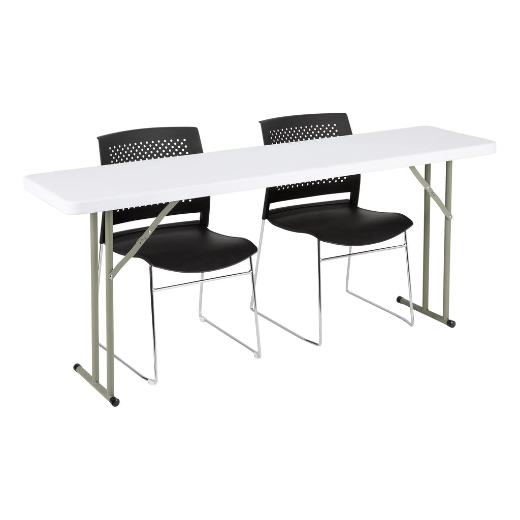 White 6 ft Heavy Duty Portable Plastic Folding Table Y296470