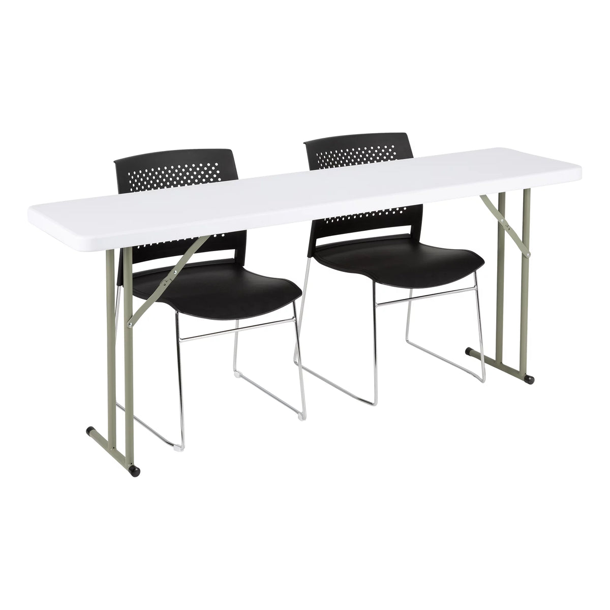 White 6 ft Heavy Duty Portable Plastic Folding Table Y296470
