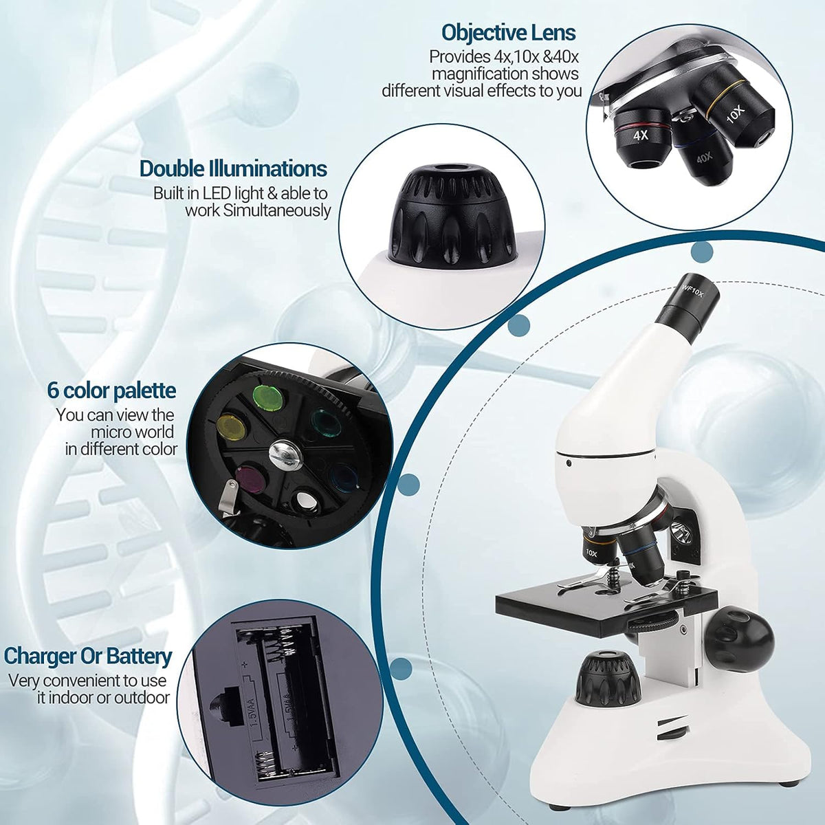 40X-2000X Compound Microscope with LED Light V327761