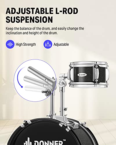 5-Piece 14 inch Full Size Junior Drum Kit Metallic Black Z49780