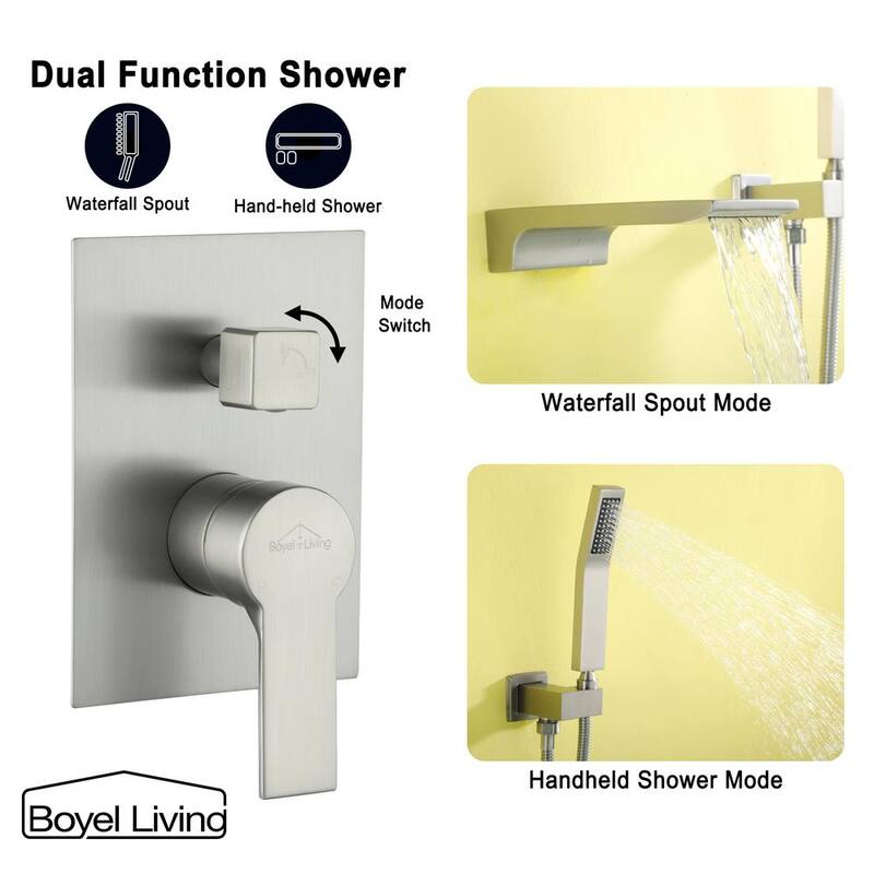 Wall Mount Roman Tub Faucet with Hand Shower Brushed Nickel N6052