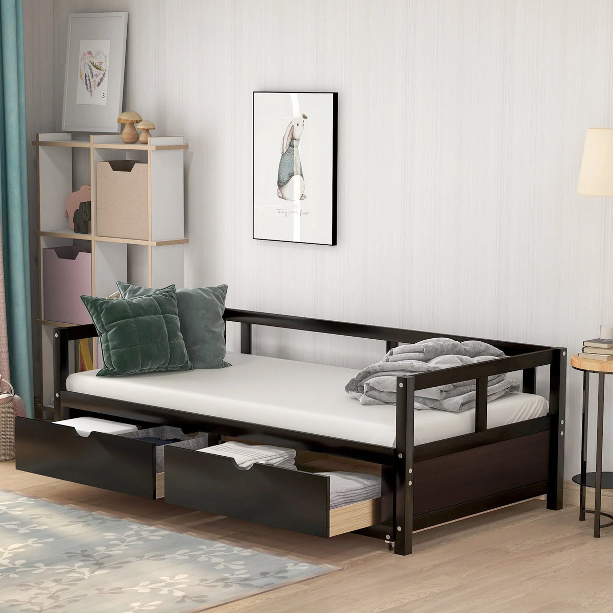 Twin Size Wooden Daybed with 2 Drawers V470
