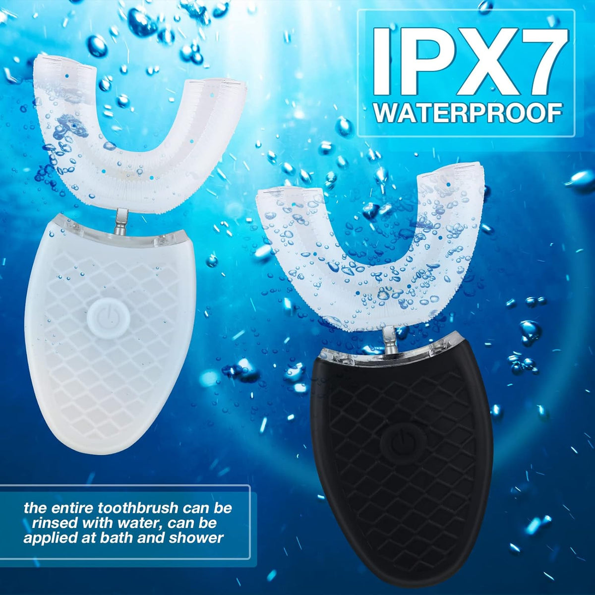 2 Pieces Ultrasonic U Shaped Automatic Toothbrushes with 3 Brush Heads I301746