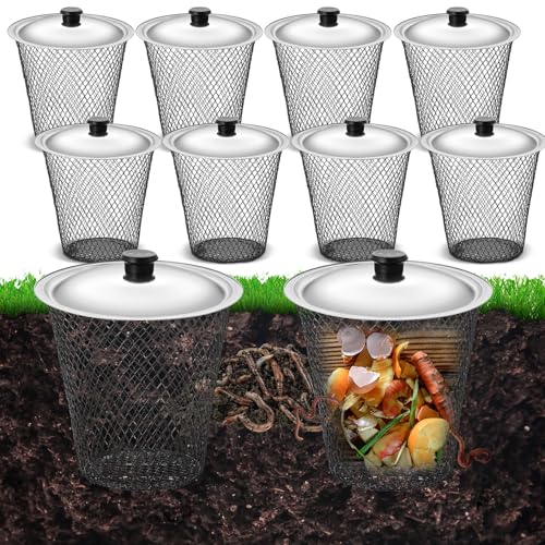 4 Pcs Worm Composter with Lids 9.1 x 9.1 x 5.9 Inch Worm Compost Bin W9818