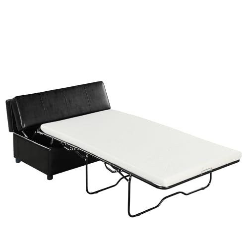 Twin Size Leather Folding Ottoman Sleeper Chair Bed A764