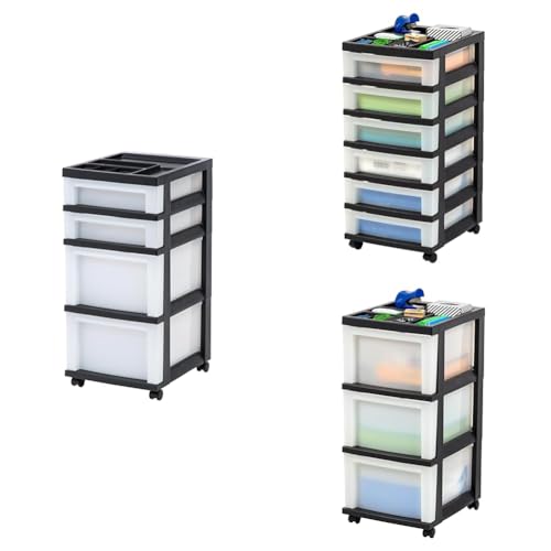 Black Plastic 4-Drawer Rolling Cart L758568