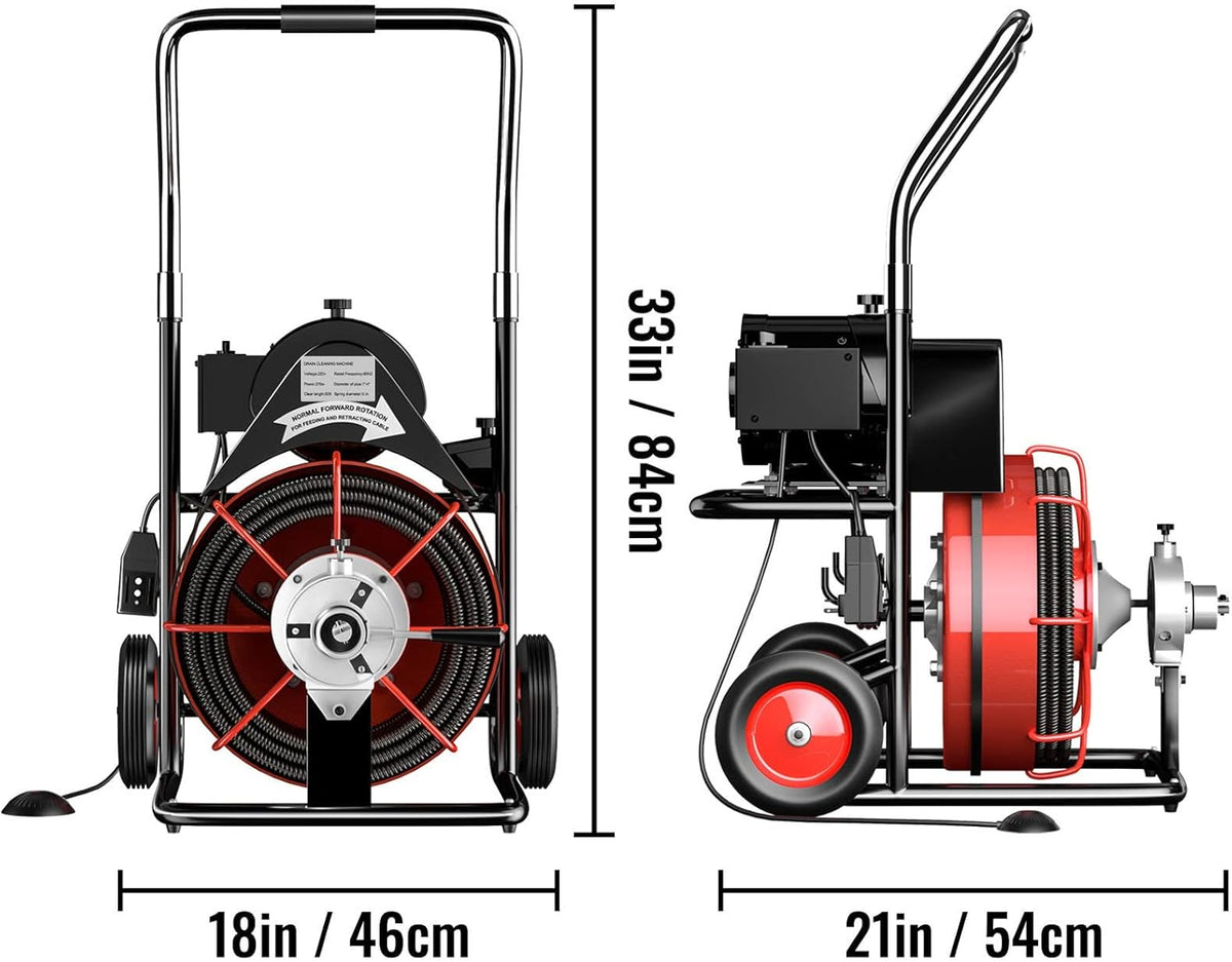 50 Ft x 1/2 Inch Portable Electric Drain Auger Cleaner D458