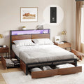 Queen Size Bed Frame with Headboard and 4 Storage Drawers X51551