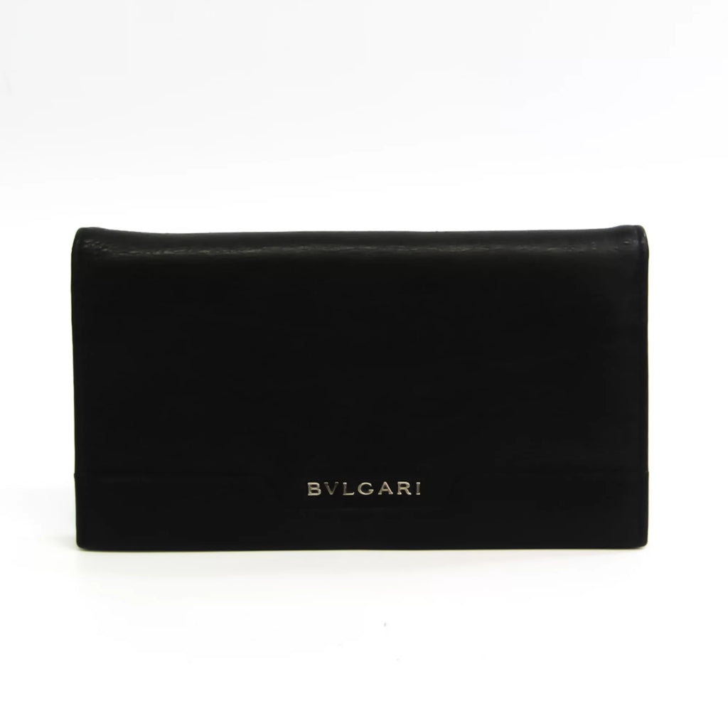 Pre-Owned Black Leather Long Wallet O8807