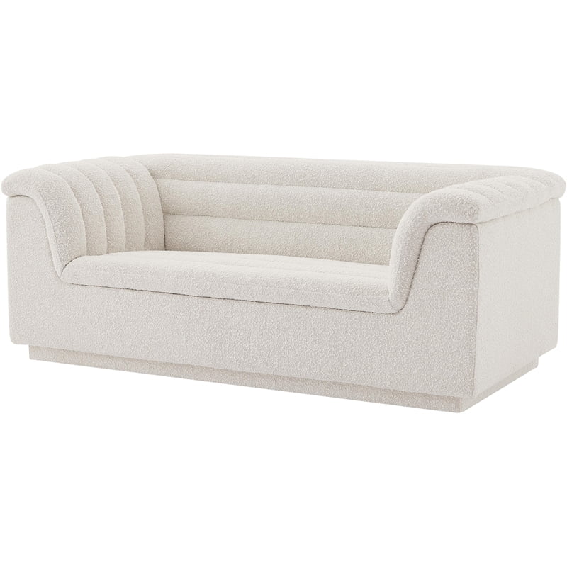 Cream Boucle Fabric Loveseat H2468