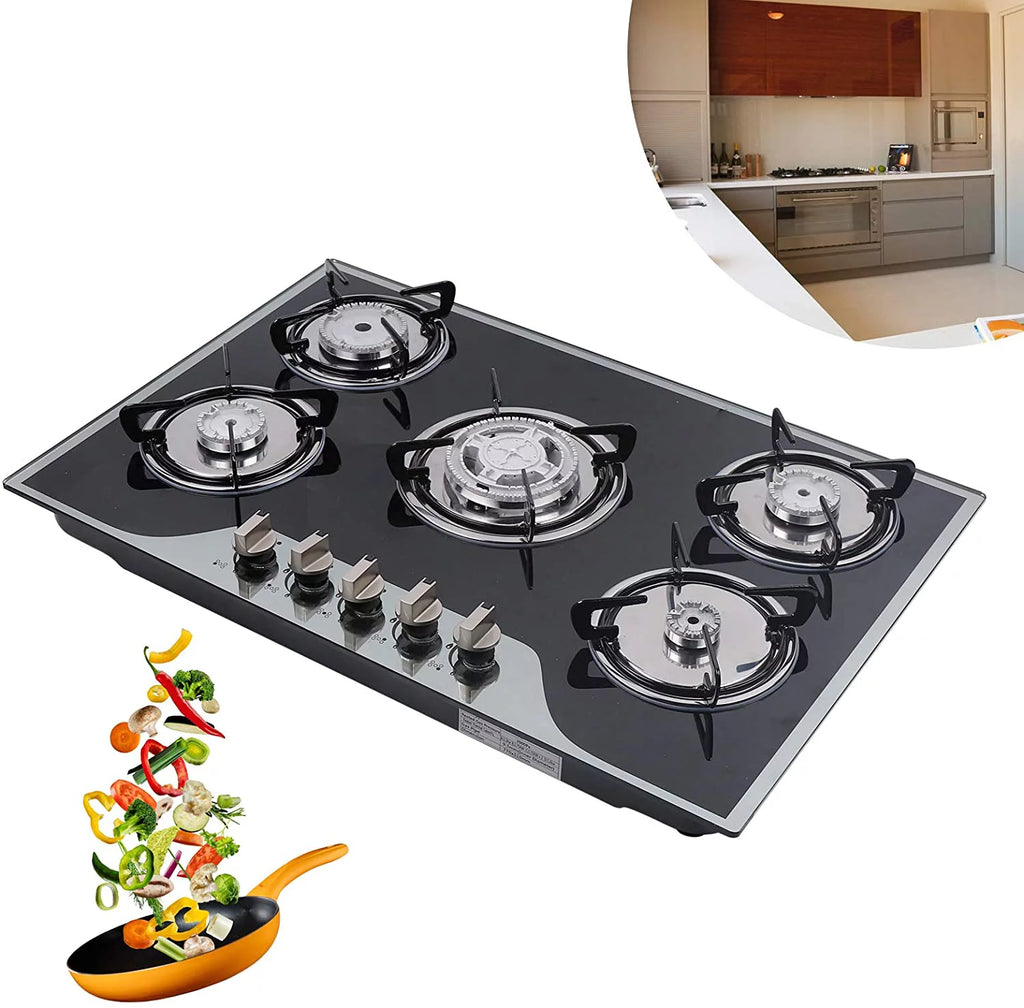 Gas Cooktops 5 Burner Tempered Glass K979
