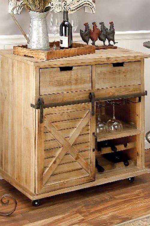 Rustic Fir Wood Storage Cabinet X932286