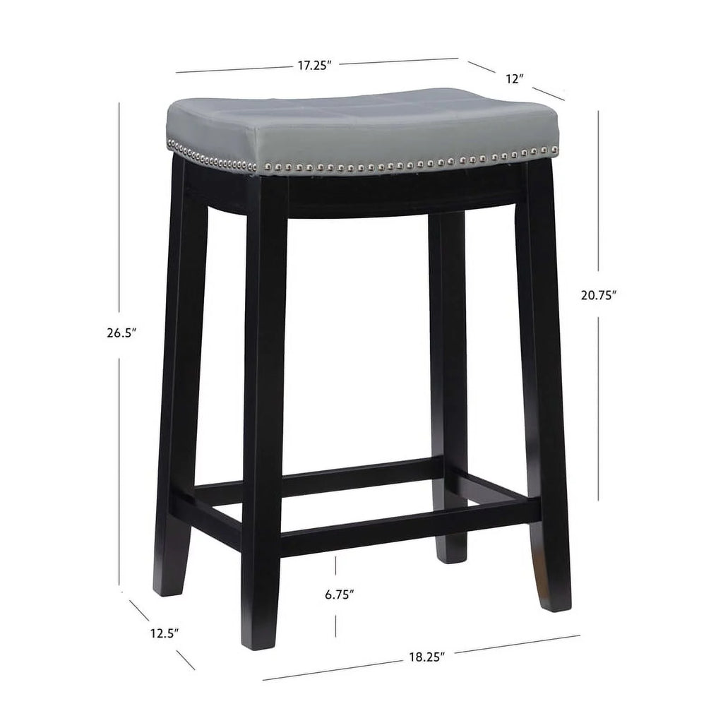 Gray Faux Leather Wood Backless Counter Stool N780697