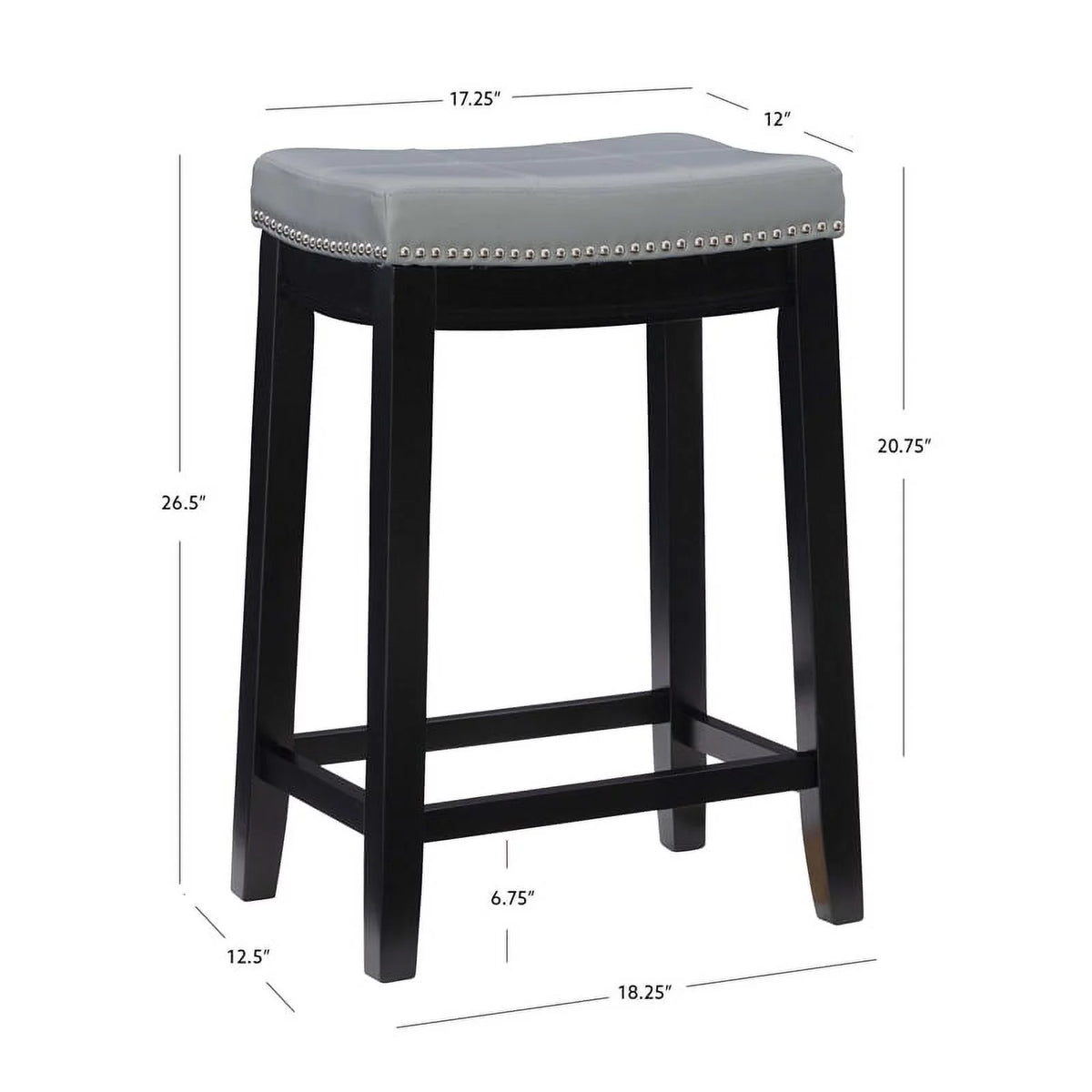 Gray Faux Leather Wood Backless Counter Stool N780697