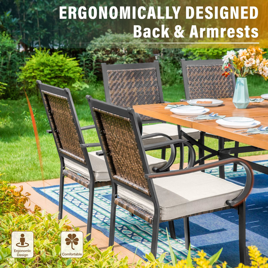 9-piece Outdoor Patio Dining Set with Metal Table and Wicker Rattan Chairs A62639