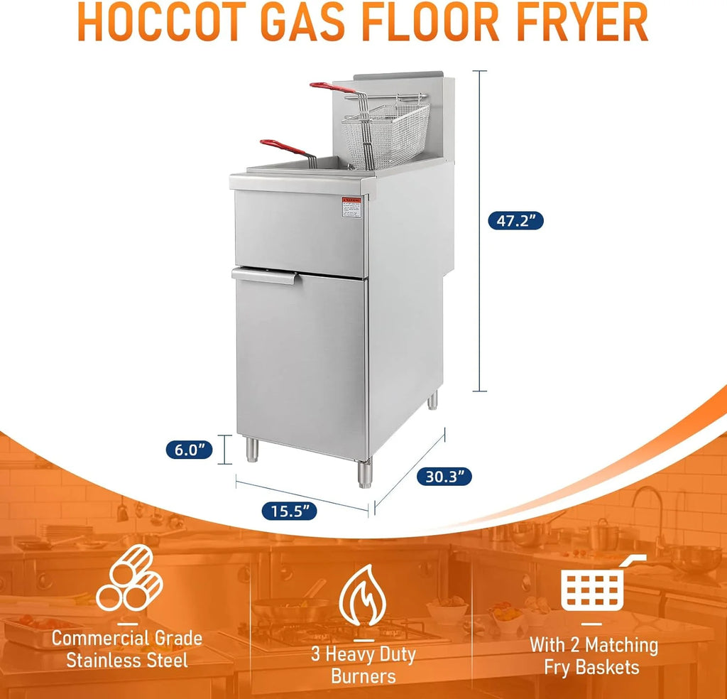 Commercial Stainless Steel Gas Deep Fryer with 2 Baskets D69663
