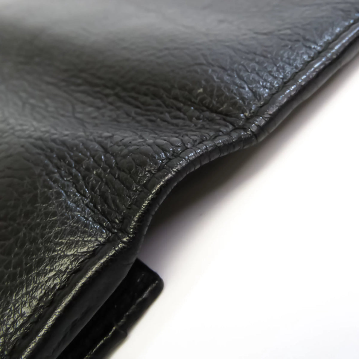 Pre-Owned Black Leather Long Wallet O8807