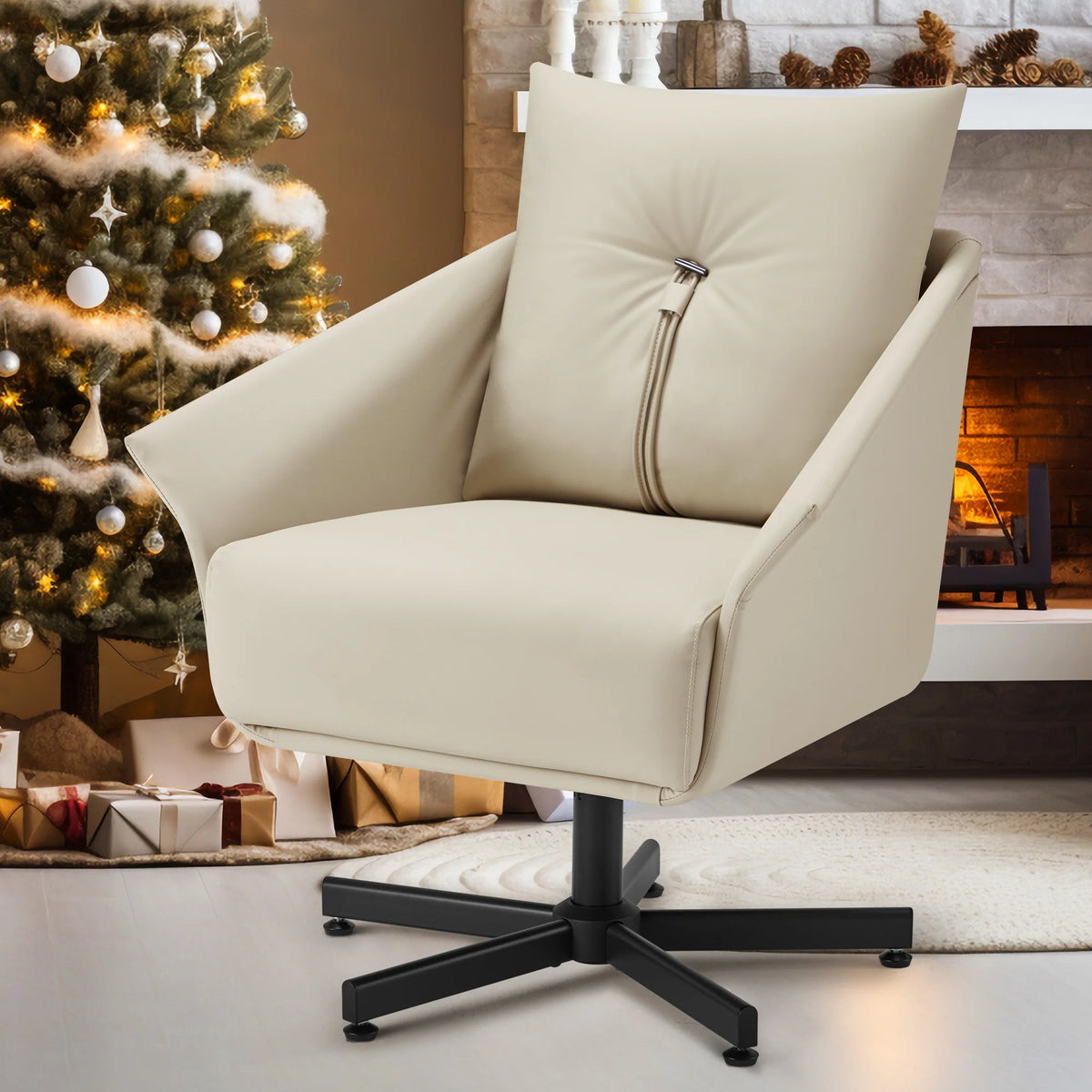 Swivel Armchair Upholstered with Metal Legs J9409