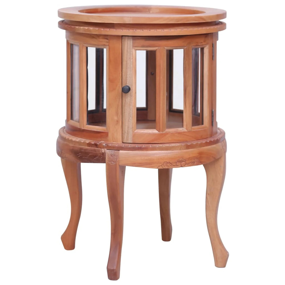 Mahogany Wood Storage Cabinet with 2 Glass Doors S371
