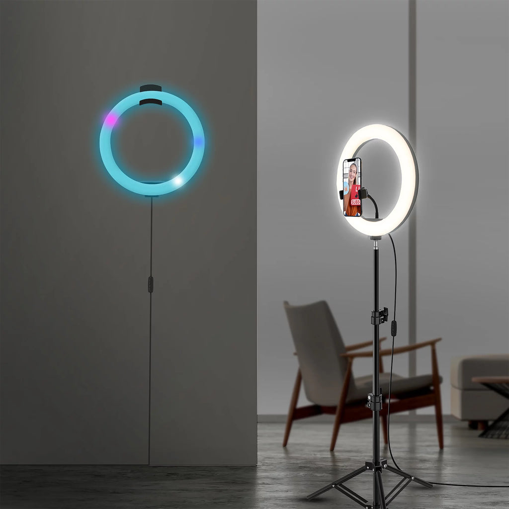 LED Ring Lamp and Vlogging Light Kit with Tripod Stand H942907