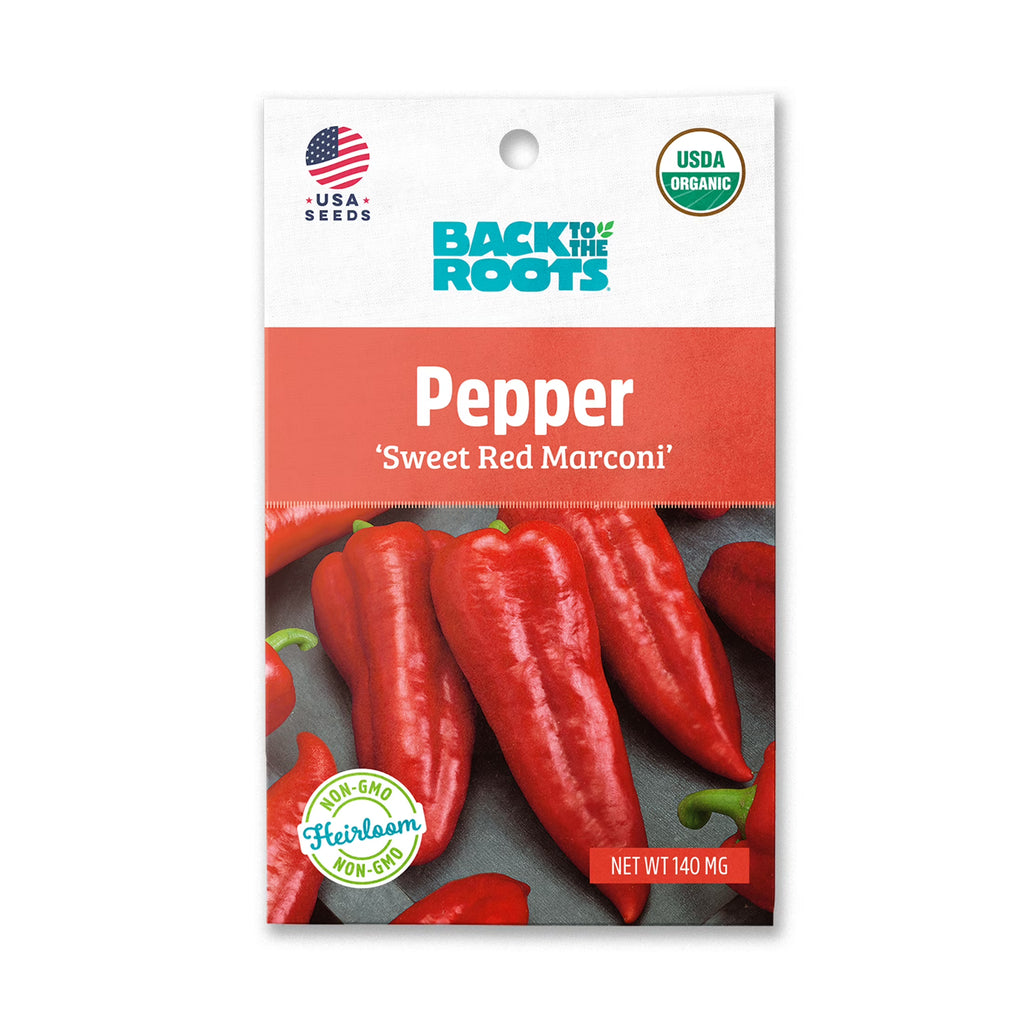 Organic Sweet Red Marconi Pepper Seeds, 1 Seed Packet J797