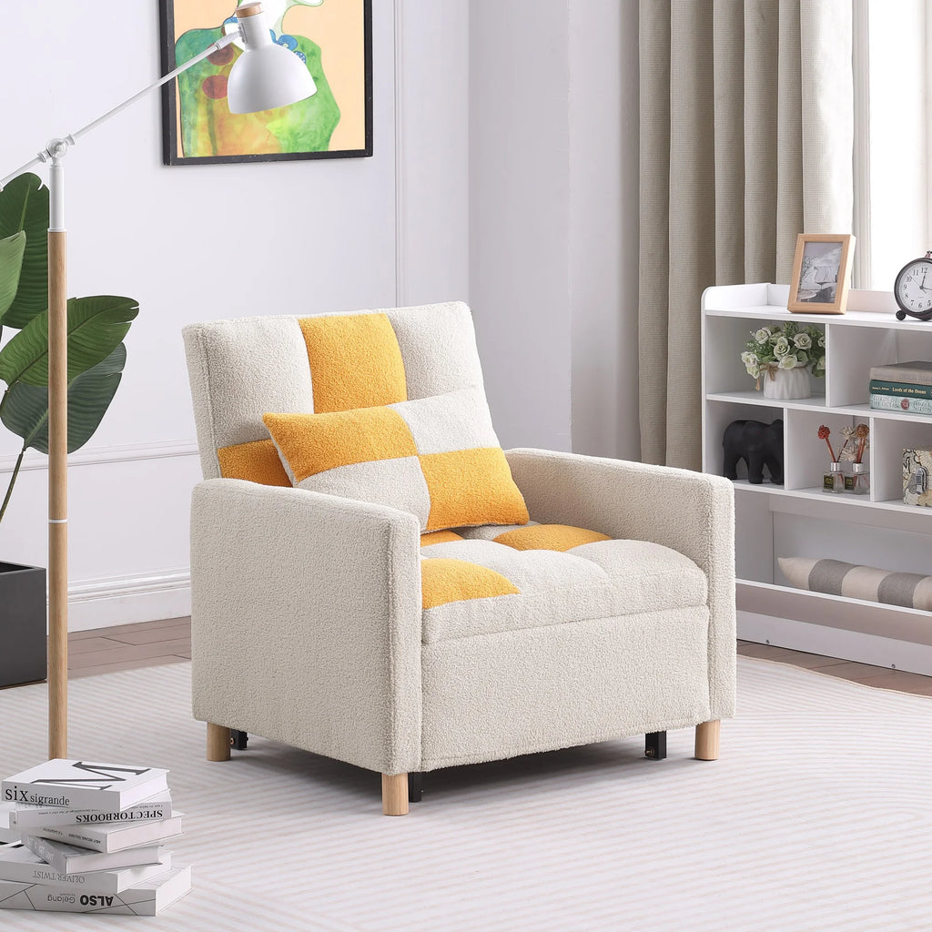 3-in-1 Convertible Sleeper Chair Bed Yellow P2897