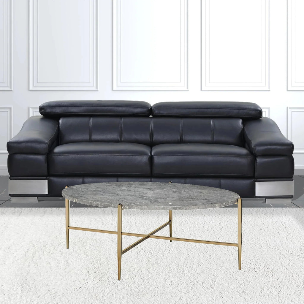 Champagne Faux Marble Metal Oval Coffee Table M65389
