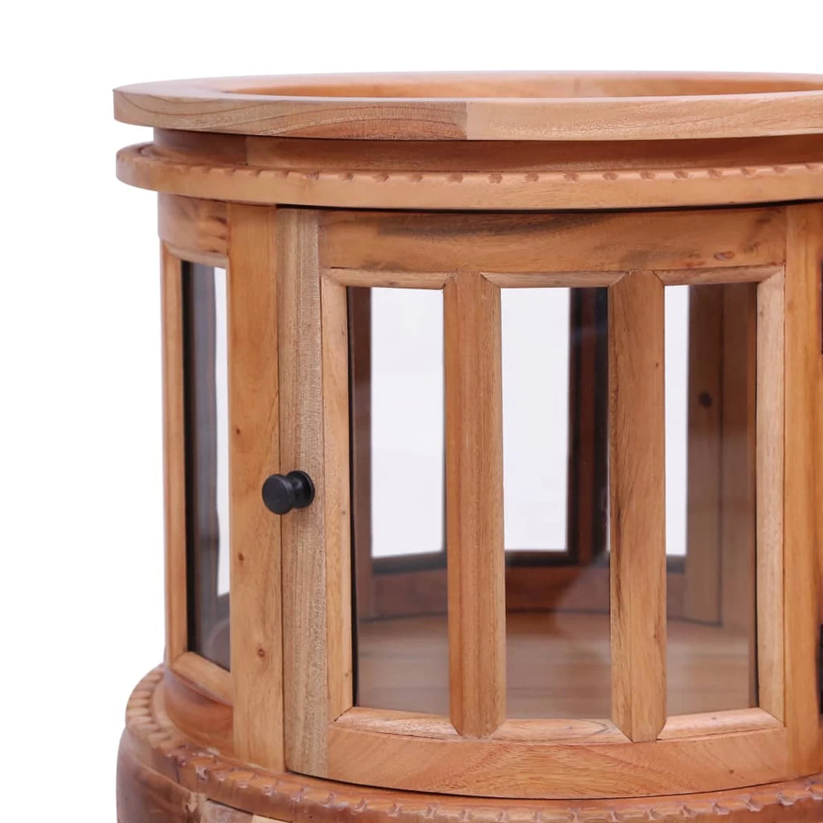 Mahogany Wood Storage Cabinet with 2 Glass Doors S371