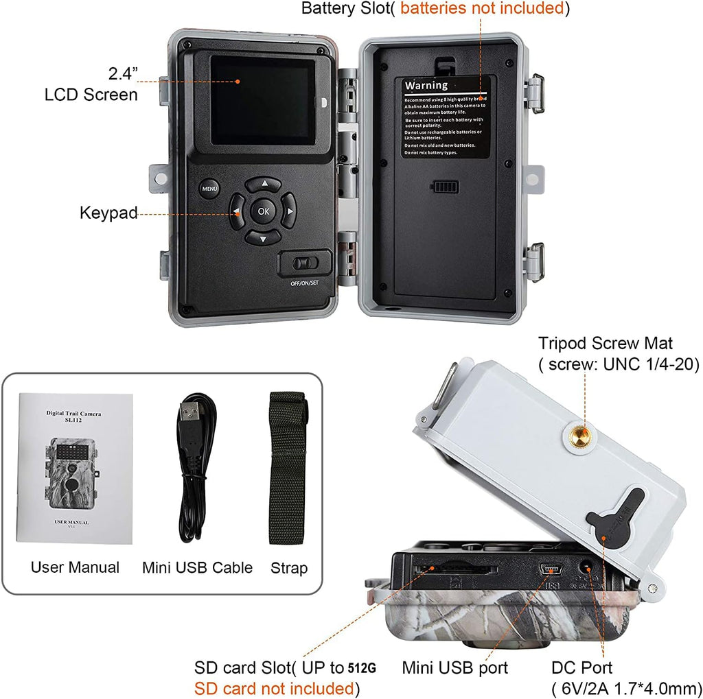 2-Pack Night Vision Trail Cameras 24MP 1296P IP66 Waterproof N979374