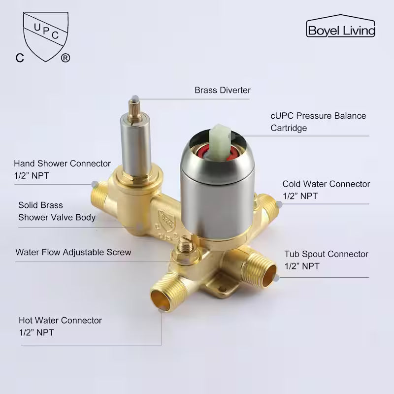 Wall Mount Roman Tub Faucet with Hand Shower Brushed Nickel N6052