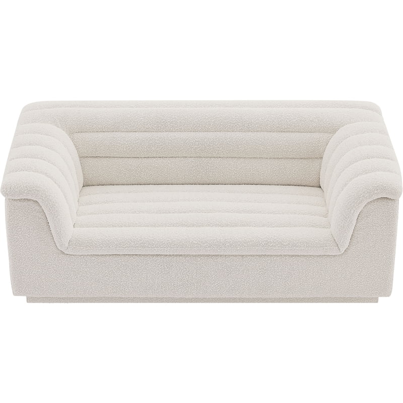 Cream Boucle Fabric Loveseat H2468