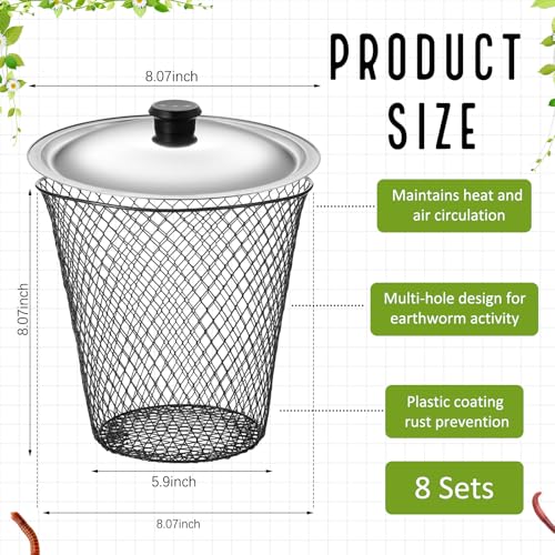 4 Pcs Worm Composter with Lids 9.1 x 9.1 x 5.9 Inch Worm Compost Bin W9818