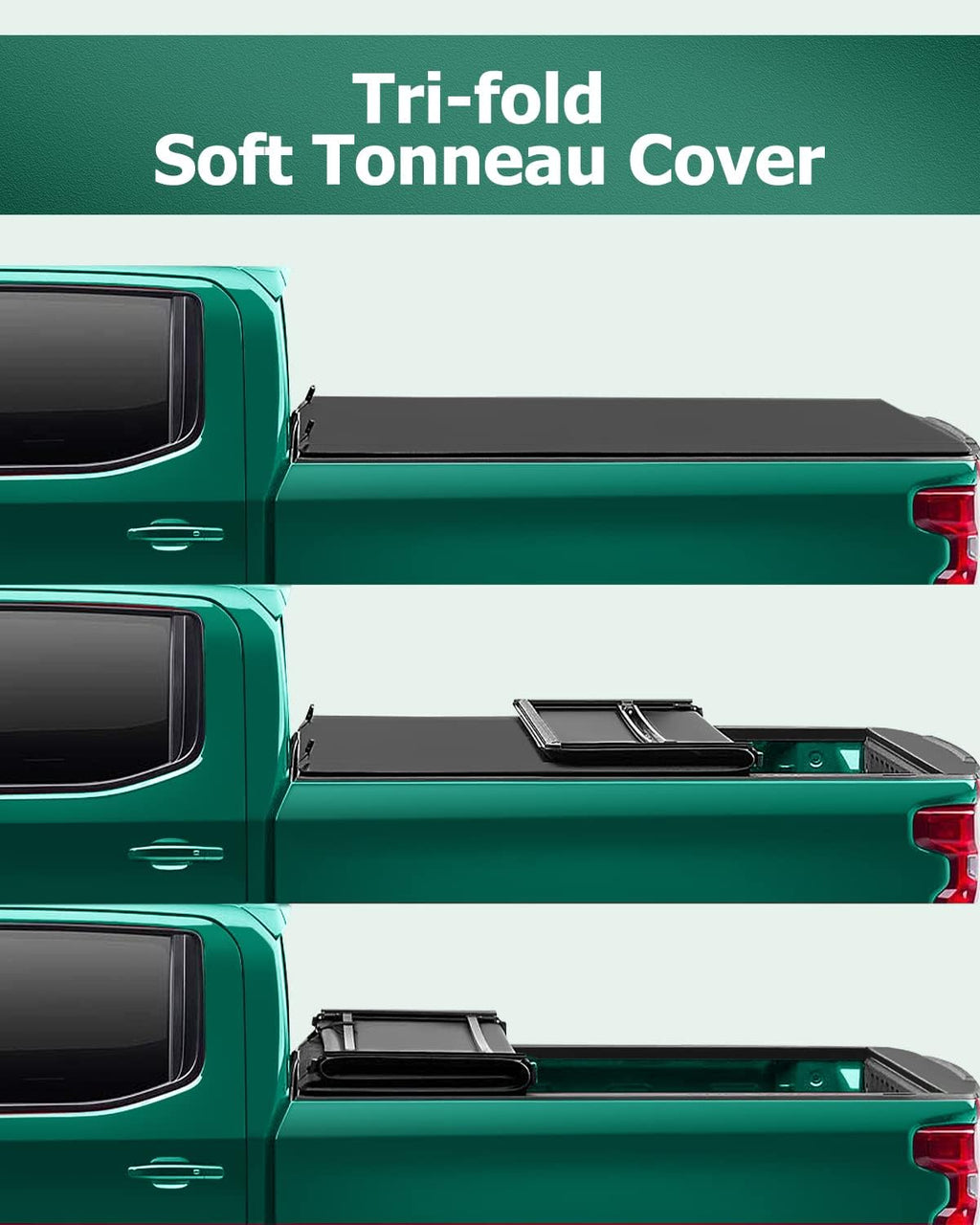 Truck Bed Cover Kit Soft Tri-Fold Tonneau Cover D318