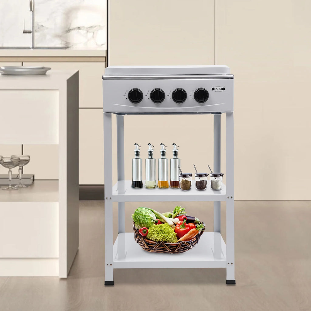 Portable 4 Burner Gas Stove with Support Leg Stand and Storage Rack R963546
