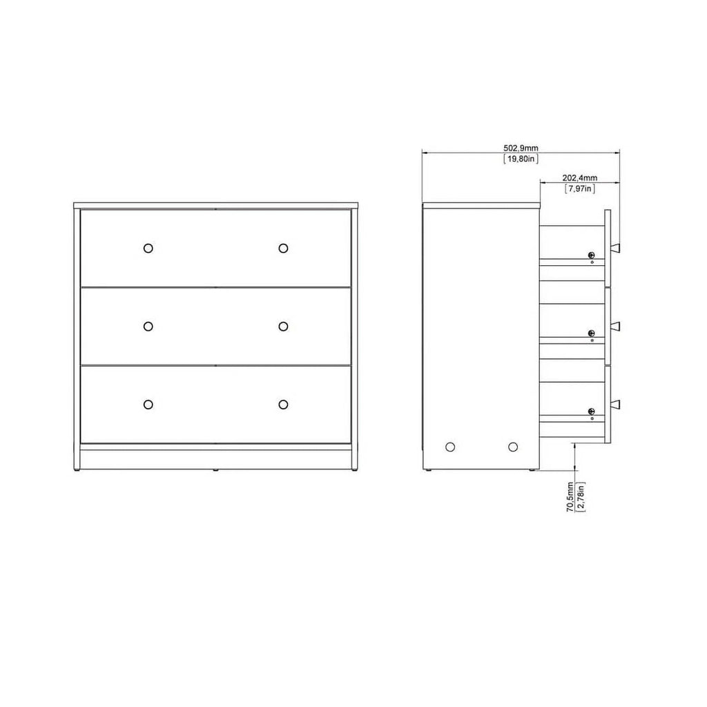 Black 3 Drawer Chest and 6 Drawer Double Dresser Set I2526