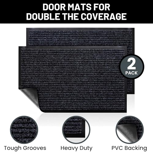 Front Door Mat 30x17 inches 2-Pack Gray L239